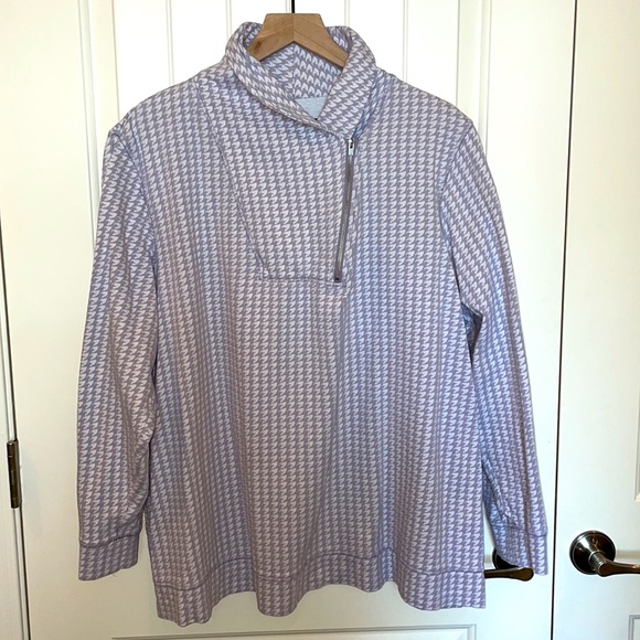 Croft & Barrow® Shawl Collar 1/4-Zip Jacquard Sweatshirt- Hounds tooth pattern - Picture 6 of 9